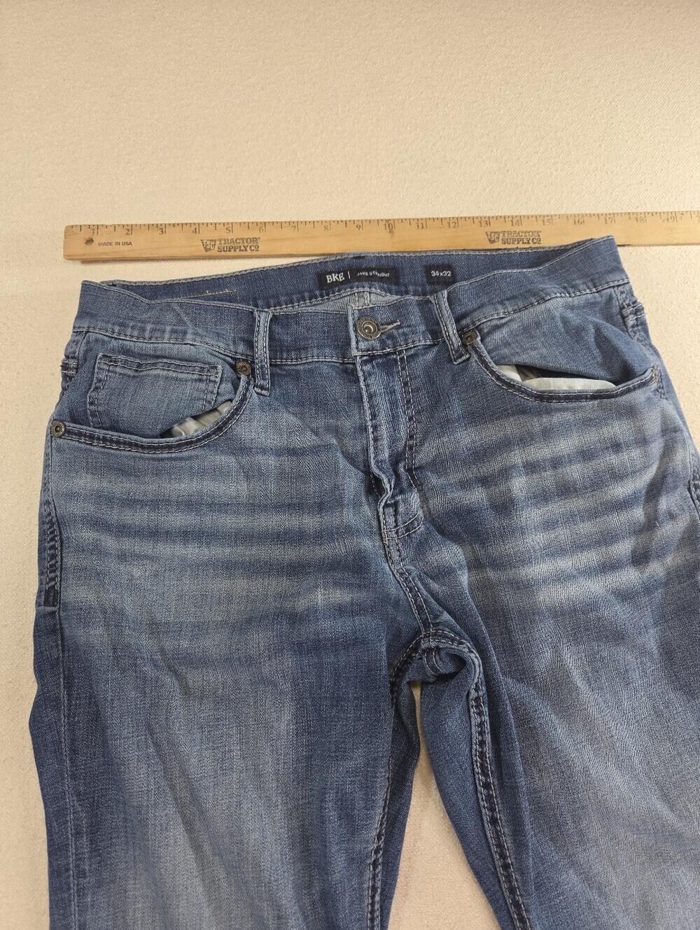 BKE Jake Straight Jeans Mens 34x32 Blue Wash Stretch Denim - Picture 8 of 8